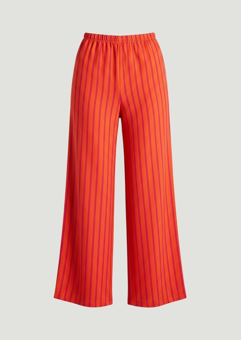 Pantalones de pierna ancha a rayas rojas y naranjas de A F R A A T E L I E R con cintura elástica cómoda