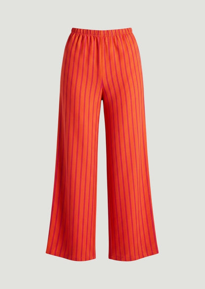Pantalones de pierna ancha a rayas rojas y naranjas de A F R A A T E L I E R con cintura elástica cómoda