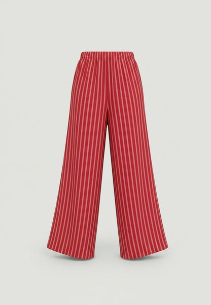 Pantalones de pierna ancha a rayas rojas y rosas de A F R A A T E L I E R con cintura elástica cómoda